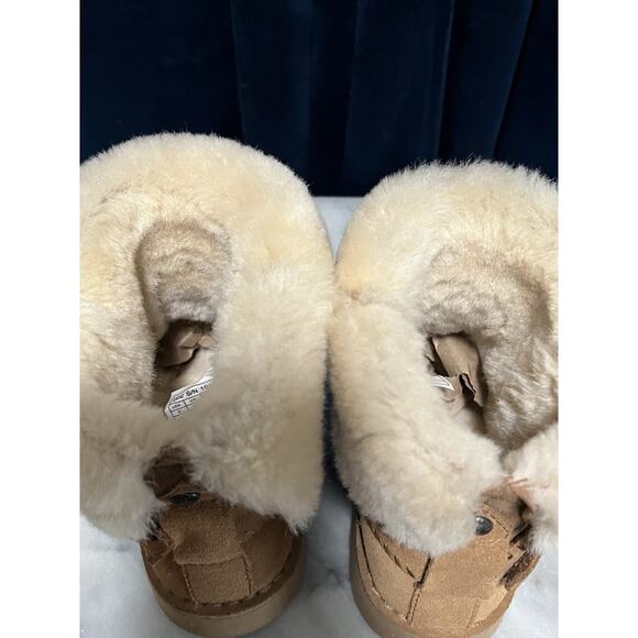 Women’s Ugg Cedric Pull-On Booties British Tan Fold Over Fur Cuff Size 6 - Picture 8 of 13
